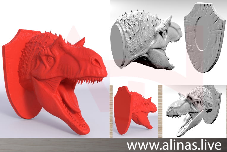 get a free Alossaur head Wall trophy stl