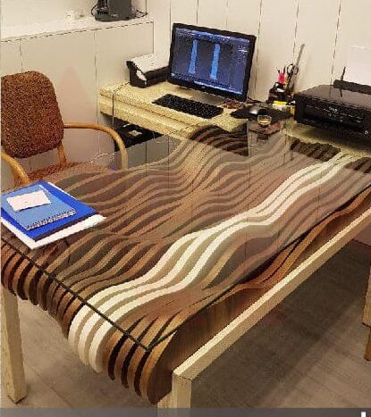 Wave Glass Table Puzzle: Free DXF Design for CNC & Laser Cutting
