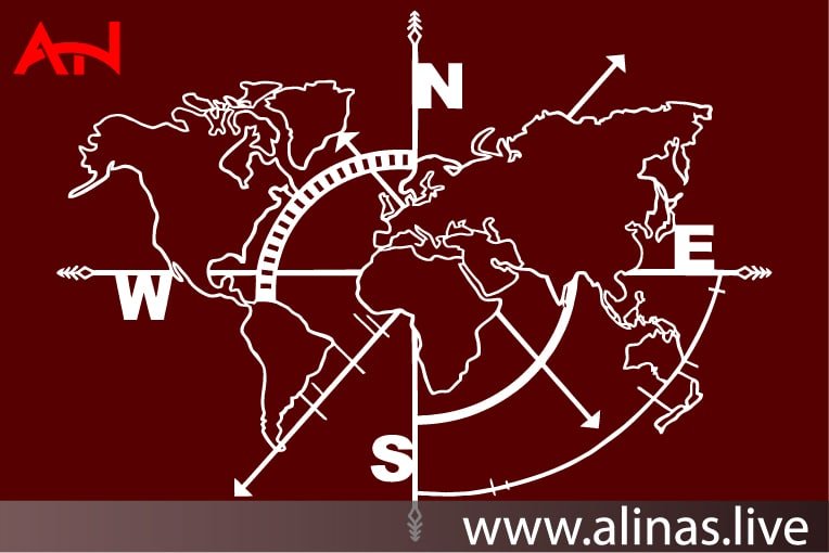 get a world map with east, west, north, south vector