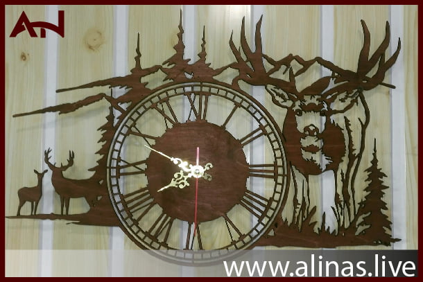 Deer In The Mountains wall clock free vector