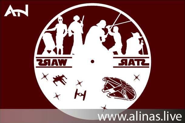get a free Record Star Wars wall clock vector