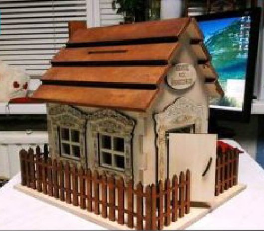 get a free Building Wooden House dxf file for laser cutting