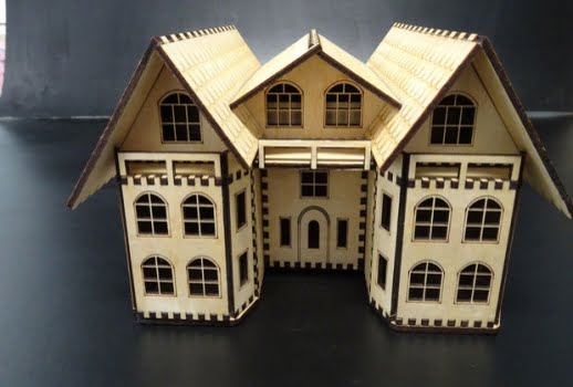 Box House laser cutting dxf for ready to cut file