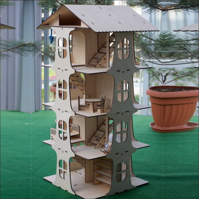 Five Floor Doll House laser cutting dxf for ready to cut file