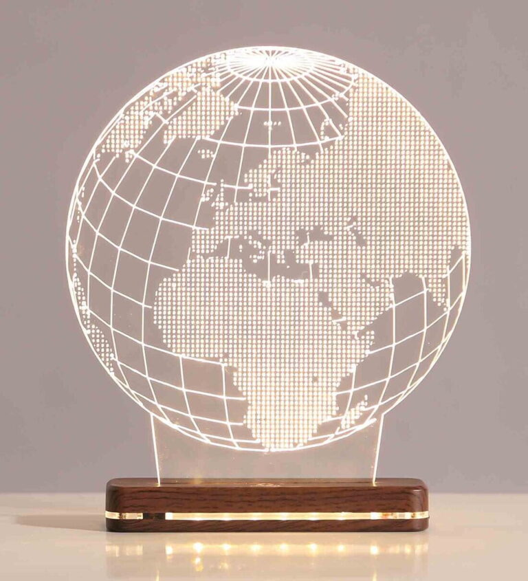 Laser Cut Globe 3D Illusion Night Lamp CDR File