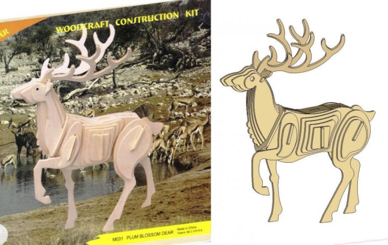 Laser Cut Deer 3D Puzzle DXF File