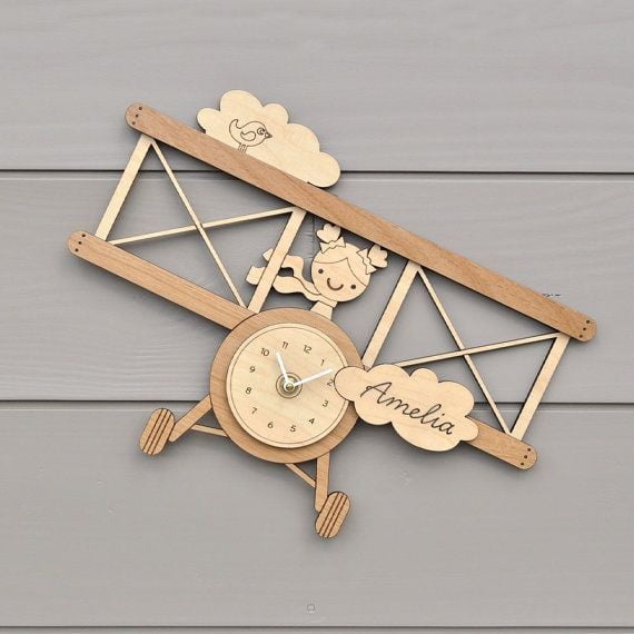 Laser Cut Airplane Clock Wall Decor CDR File