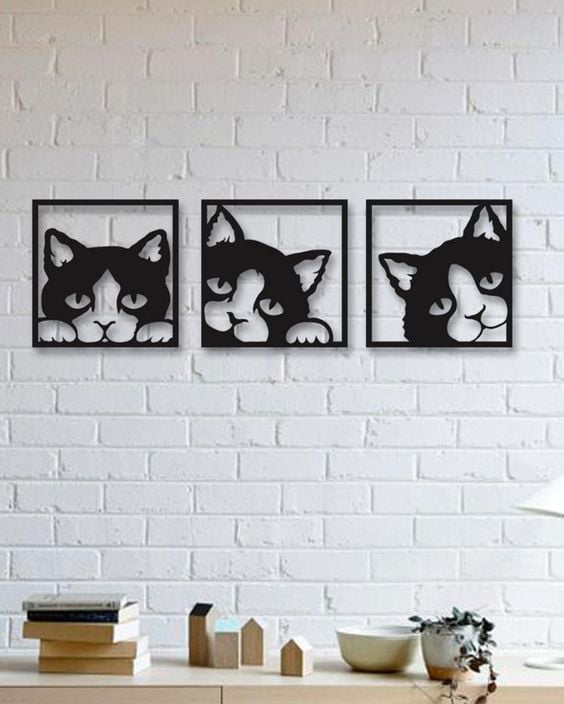 Laser Cut Interior Wall Decor Cat CDR File