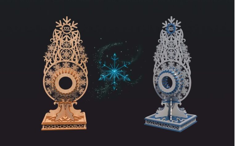 Laser Cut Snowflake Clock 4mm CDR File