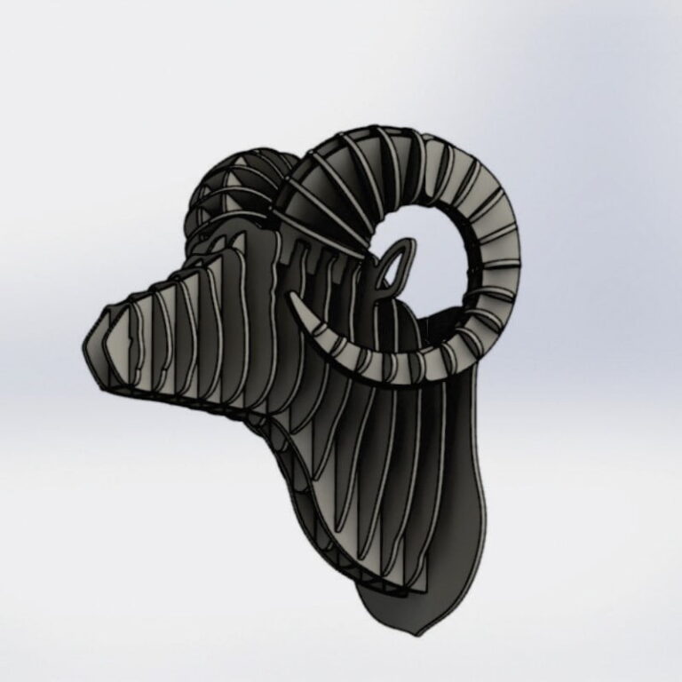 Laser Cut Goat Head Wall Decor CDR File
