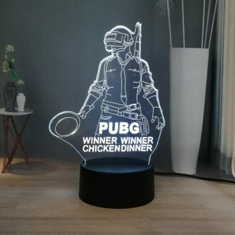 Laser Cut PUBG Mobile 3D Illusion Lamp Winner Winner Chicken Dinner CDR File