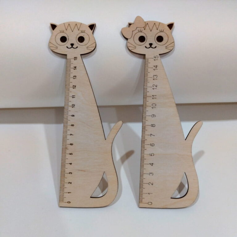 Laser Cut Cute Cat Shape Ruler CDR File