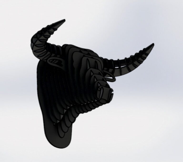 Laser Cut Wooden Bull Head Wall Mount CDR File