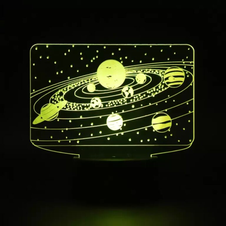 Laser Cut Solar System 3D LED Optical Illusion Lamp CDR File