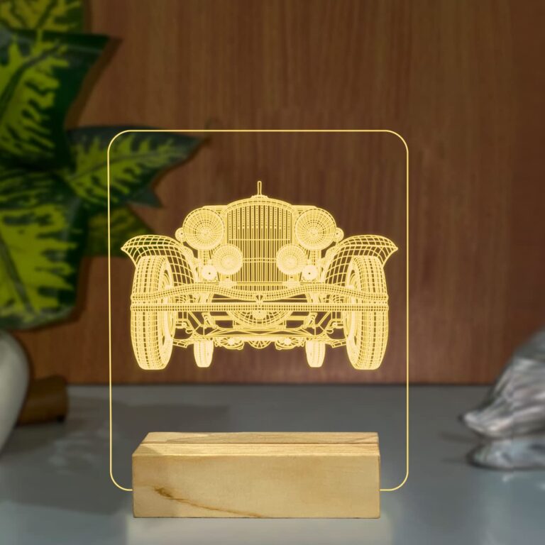 Laser Cut Royal Classic Car 3D Illusion Night Lamp CDR File