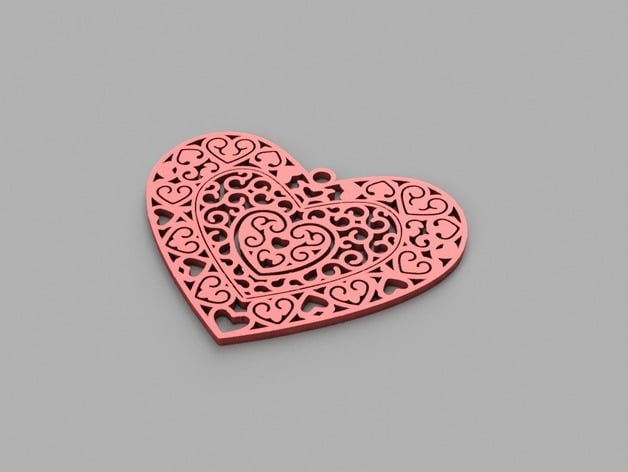 Laser Cut Heart Pendant CDR File
