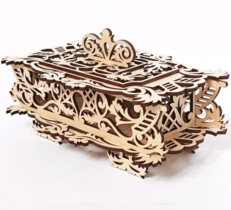 Decorative Wooden Basket With Lid Free DXF File