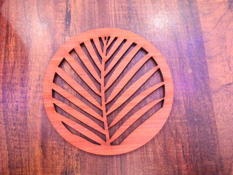 Round Floral Design Tea Coaster Free DXF Files for CNC Laser and Plasma Cutting