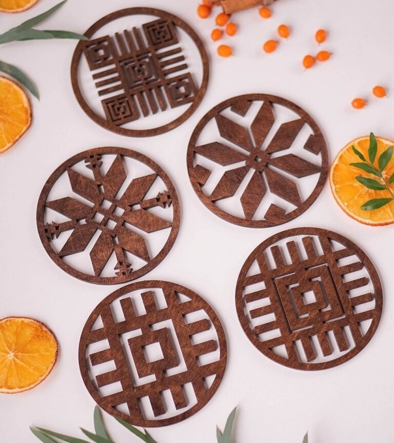 Wooden Cup Coasters Free DXF Files for CNC Laser and Plasma Cutting