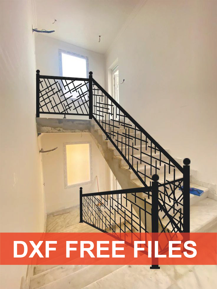 Modern Stair Railing DXF Files  Free Download for CNC Cutting
