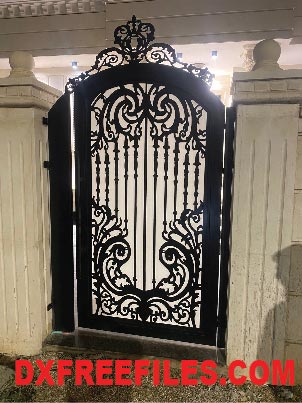 Free CNC Gate DXF File Download – Elegant Wrought Iron Style Design