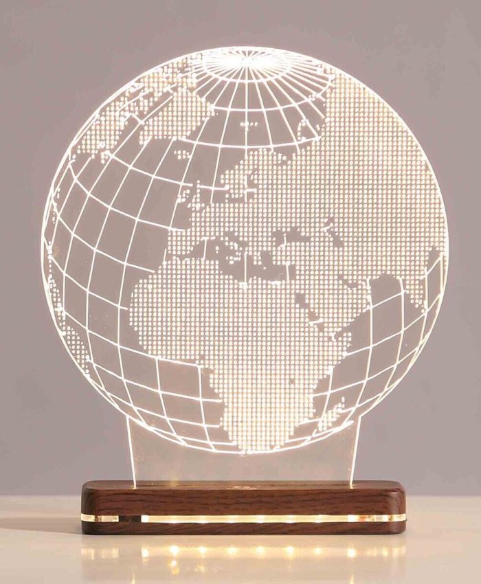 Laser Cut Globe 3D Illusion Night Lamp CDR File