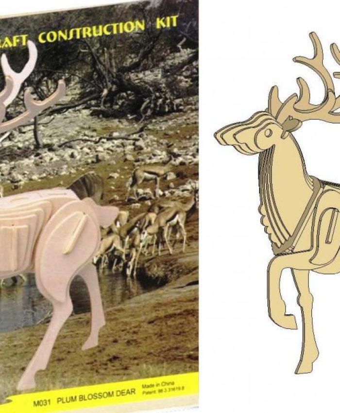 Laser Cut Deer 3D Puzzle DXF File