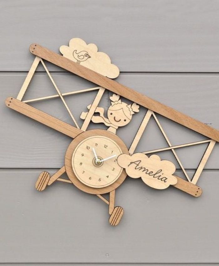 Laser Cut Airplane Clock Wall Decor CDR File