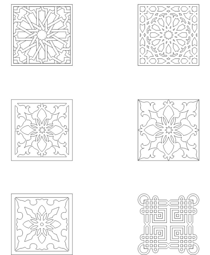 Square Ornaments dxf file