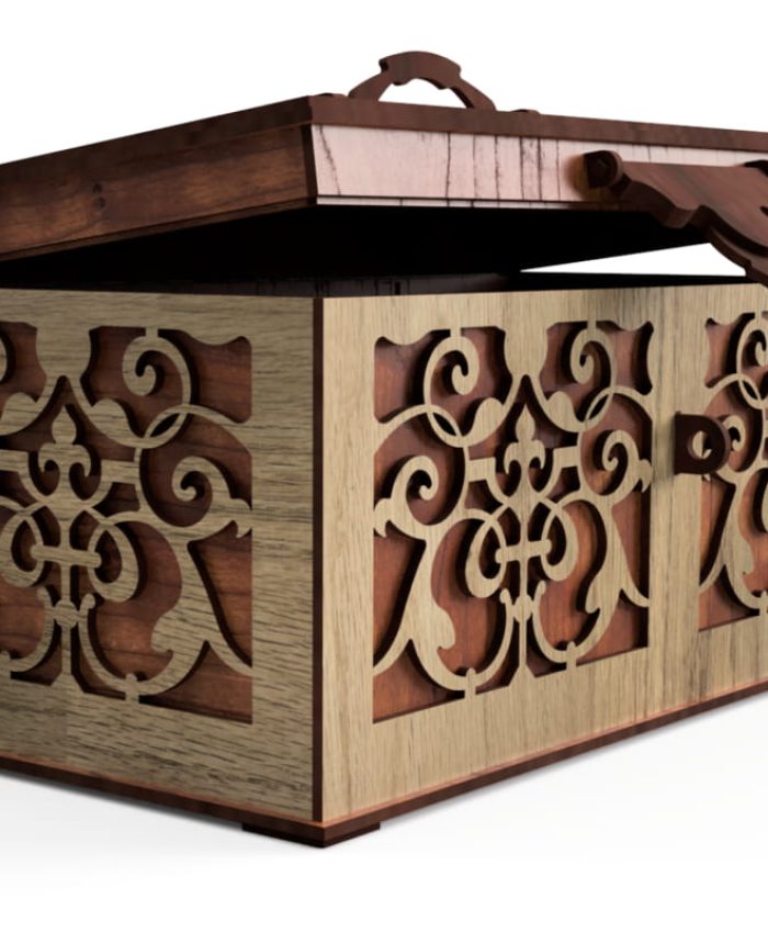 Laser Cut Rustic Treasure Chest Jewelry Storage Box CDR File