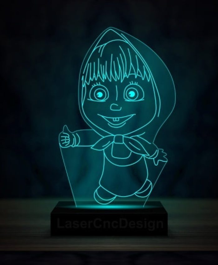 Laser Cut Masha And The Bear Acrylic 3D Lamp DXF File