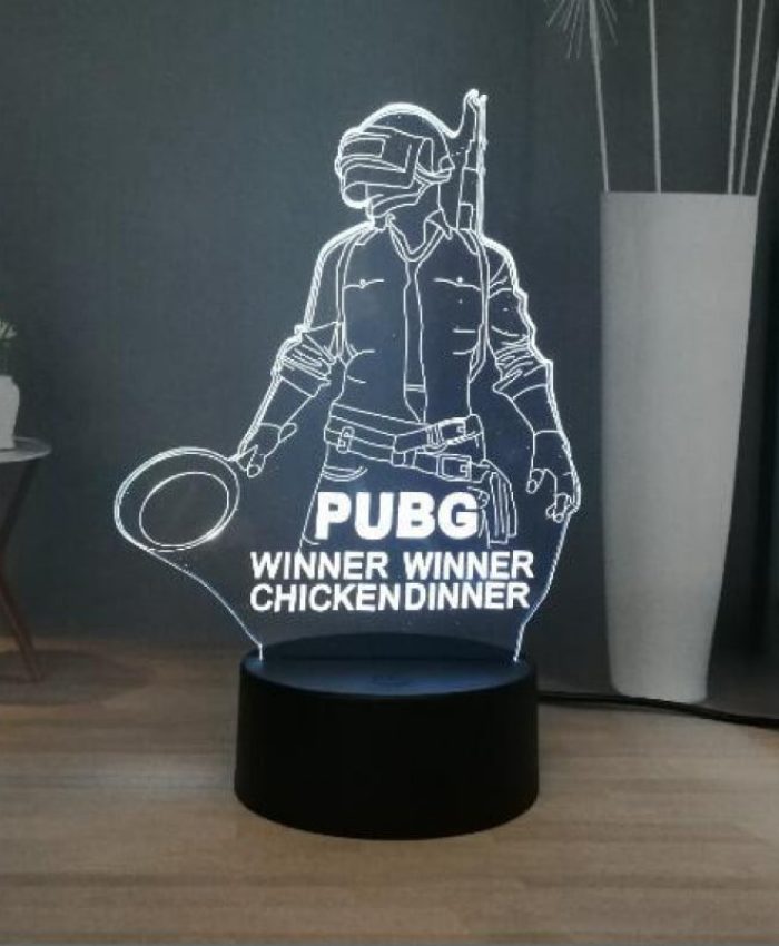 Laser Cut PUBG Mobile 3D Illusion Lamp Winner Winner Chicken Dinner CDR File