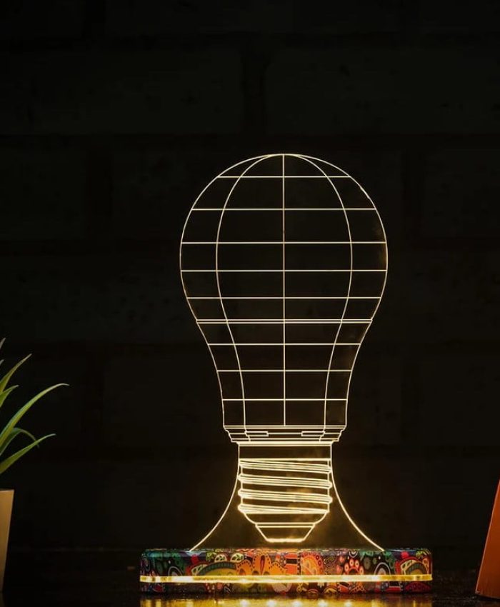 Laser Cut Optical Illusion 3D Bulb Shape Lamp CDR File