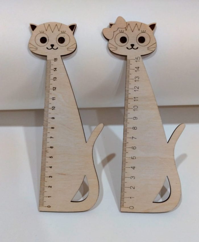 Laser Cut Cute Cat Shape Ruler CDR File