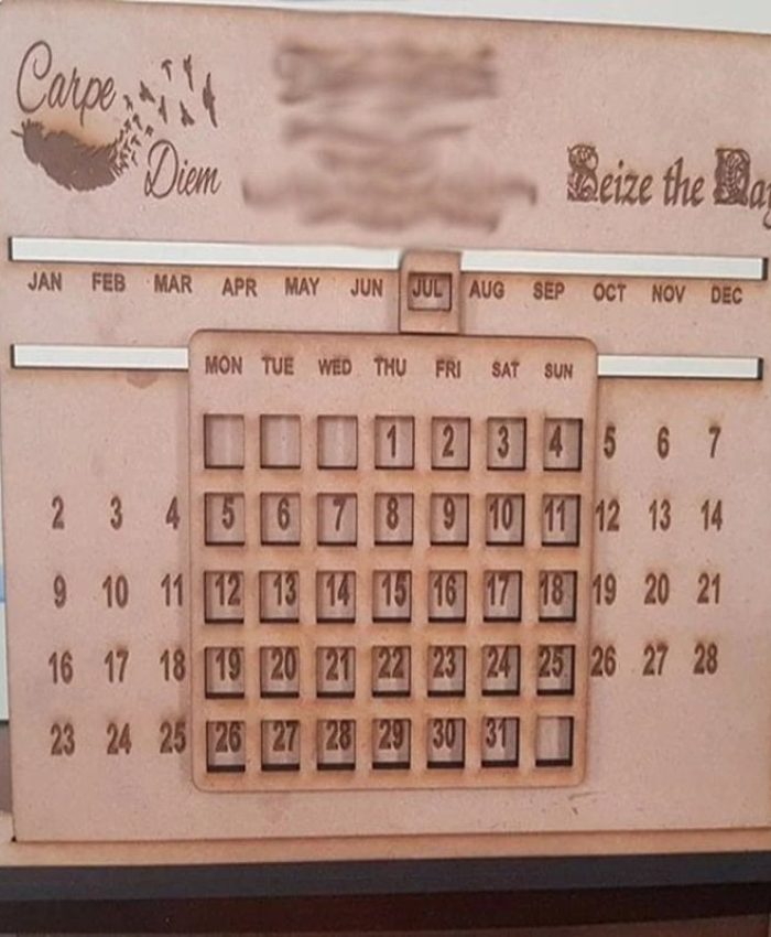 Laser Cut Perpetual Calendar CDR File