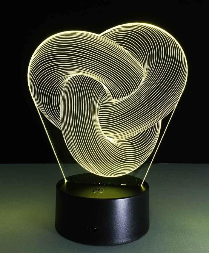 Laser Cut Abstract Knot Optical Illusion 3D Lamp DXF File