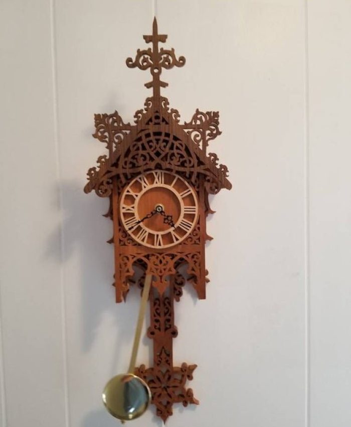 Laser Cut Wooden Decorative Pendulum Wall Clock Template CDR File