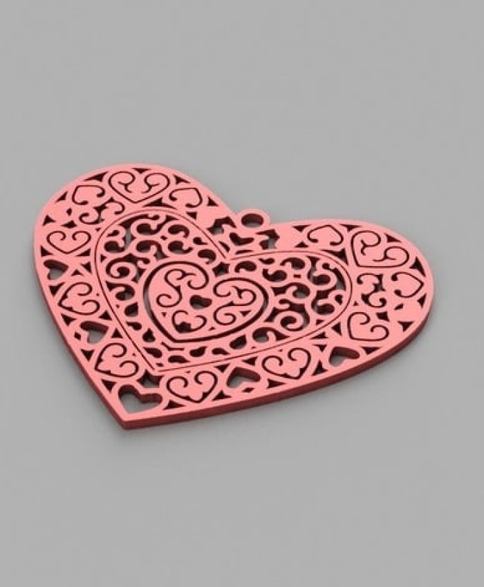 Laser Cut Heart Pendant CDR File