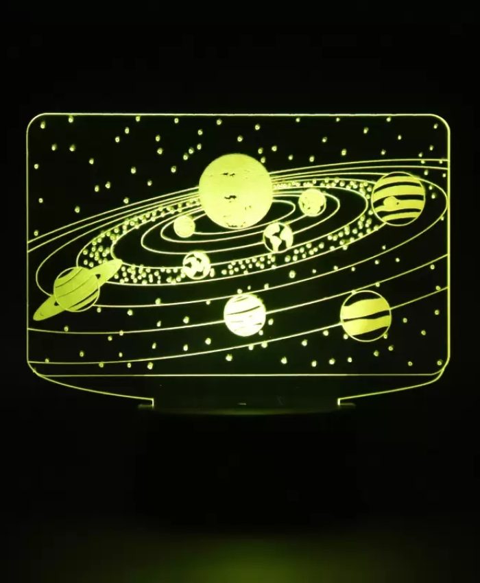 Laser Cut Solar System 3D LED Optical Illusion Lamp CDR File