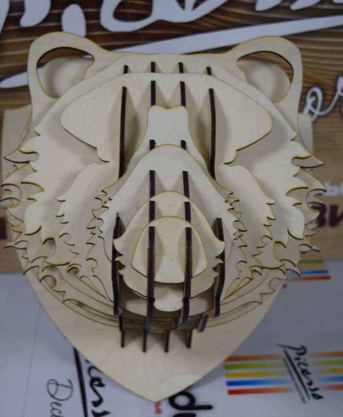 Laser Cut Bear Head Wall Hanging DXF File