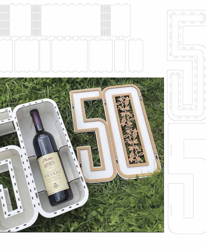 get a free number five Wine Box Laser Cut File