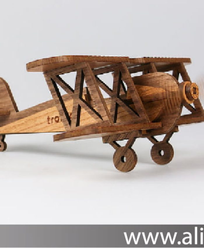 Get a free vector wooden airplane Laser engraved & laser-cut