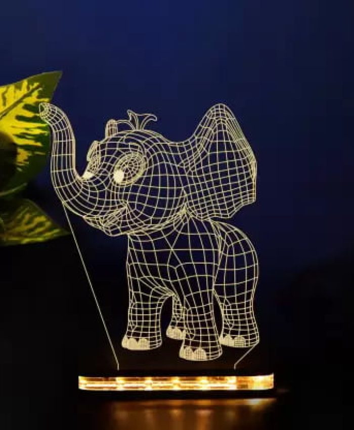 Laser Cut Baby Elephant 3D Lamp DXF File