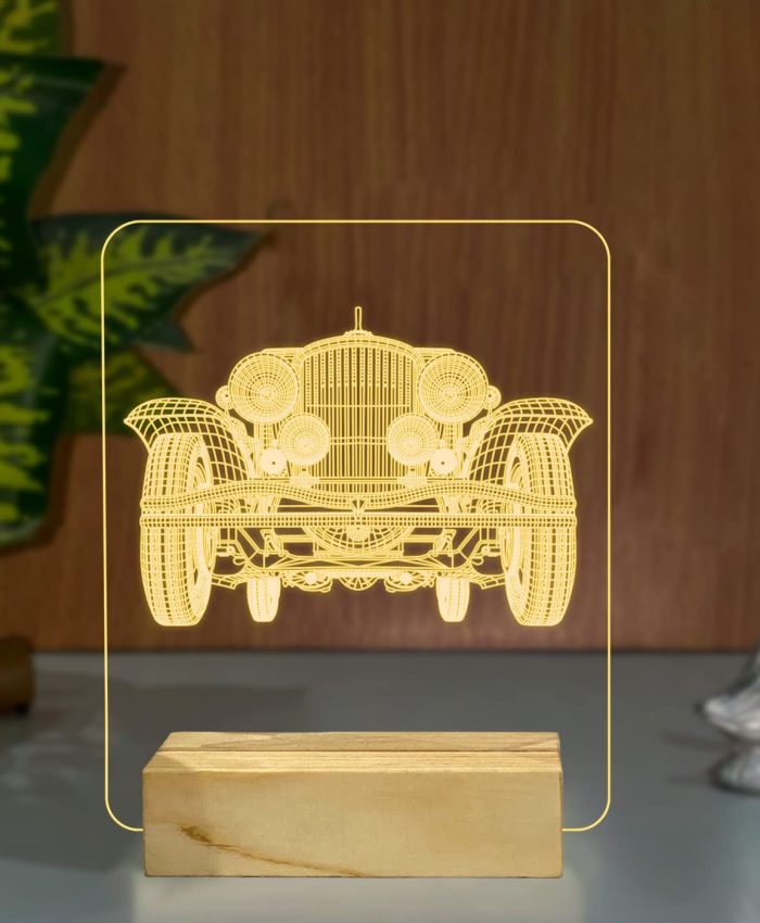 Laser Cut Royal Classic Car 3D Illusion Night Lamp CDR File